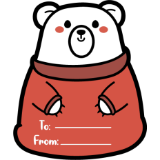 cute christmas bear gift tag