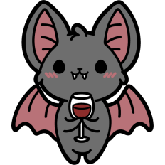 cute vampire bat drinking wine