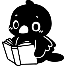cute simple reading crow lineart