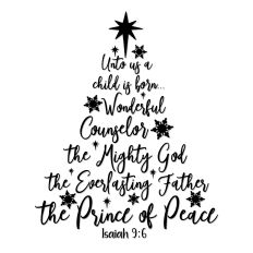 Christmas Tree Words Unto Us a Child is Born