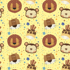 Cute safari animals faces Seamless pattern