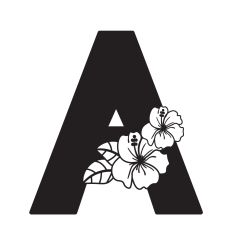 Letter A with Hibiscus Flowers