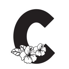 Letter C with Hibiscus Flowers