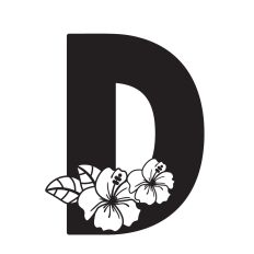 Letter D with Hibiscus Flowers