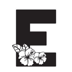 Letter E with Hibiscus Flowers