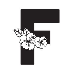 Letter F with Hibiscus Flowers