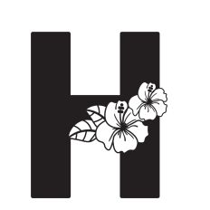 Letter H with Hibiscus Flowers