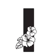 Letter I with Hibiscus Flowers
