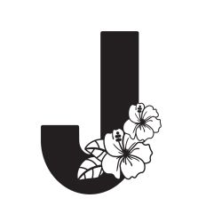 Letter J with Hibiscus Flowers