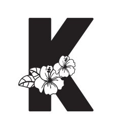 Letter K with Hibiscus Flowers