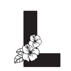 Letter L with Hibiscus Flowers
