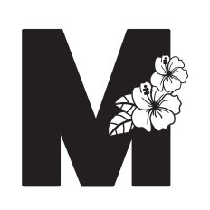 Letter M with Hibiscus Flowers