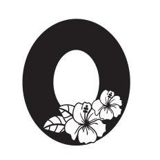 Letter O with Hibiscus Flowers