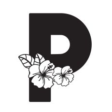 Letter P with Hibiscus Flowers