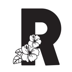 Letter R with Hibiscus Flowers