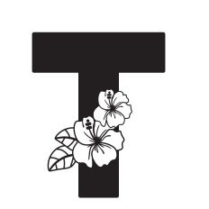 Letter T with Hibiscus Flowers