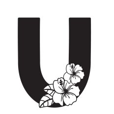 Letter U with Hibiscus Flowers