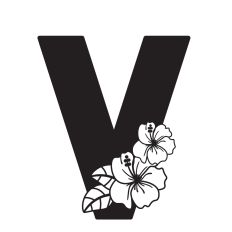 Letter V with Hibiscus Flowers