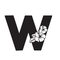 Letter W with Hibiscus Flowers