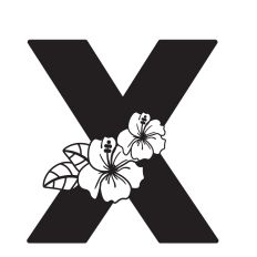Letter X with Hibiscus Flowers