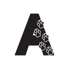Letter A with paw prints