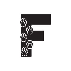 Letter F with paw prints