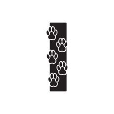 Letter I with paw prints