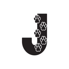 Letter J with paw prints