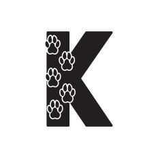 Letter K with paw prints