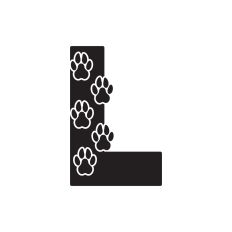 Letter L with paw prints