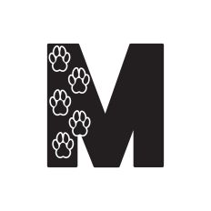 Letter M with paw prints