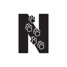 Letter N with paw prints