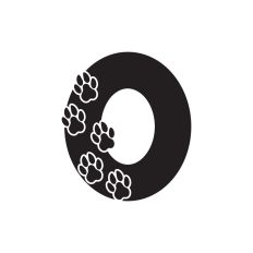 Letter O with paw prints
