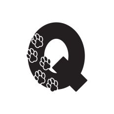 Letter Q with paw prints