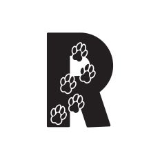 Letter R with paw prints