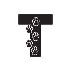 Letter T with paw prints