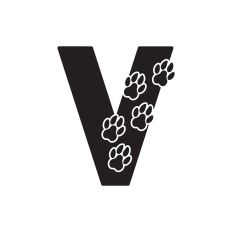 Letter V with paw prints