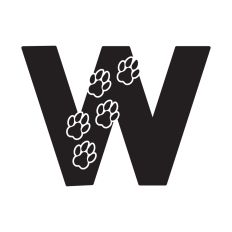 Letter W with paw prints