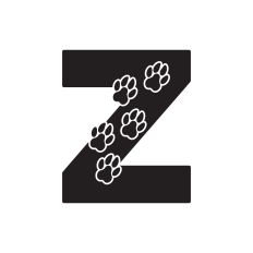 Letter Z with paw prints
