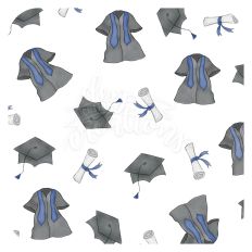 Graduation Seamless Pattern – Hand-Drawn Cap Gown Diploma