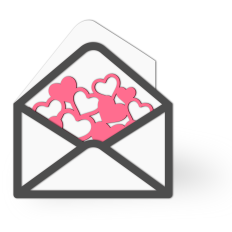 letter with hearts shaped card