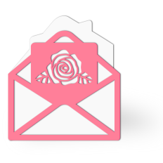 envelope shaped card with rose cutout