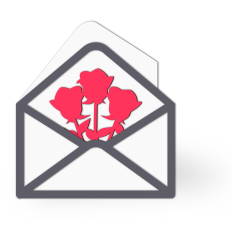 letter with roses shaped card