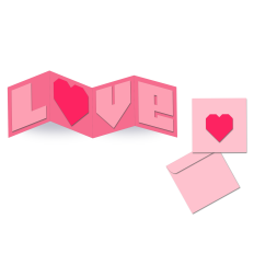 love word accordion card with envelope