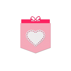 pocket shaped card with scalloped heart and bow insert