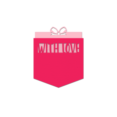 "with love" pocket shaped card with bow insert
