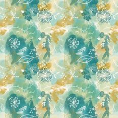 Alcohol Ink Pattern - Gold, Teal, and Floral Print