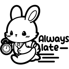 always late bunny outline