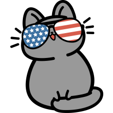 cute cat with american sunglasses