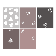 Hearts styled in an animal print, layering stencil, perfect for card making, scrapbooking and art junk journaling